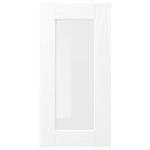 ENKÖPING white cabinet door with glass panel, sleek design, durable foil finish, rectangular shape.