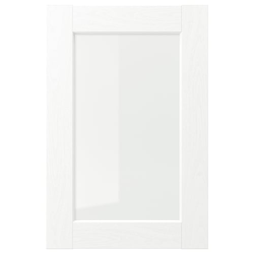 ENKÖPING white cabinet door, rectangular with subtle grain, durable foil.