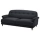 Dark grey ESSEBODA sofa, soft & deep comfort, rounded armrests, high back, cotton & polyester.