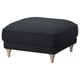 Dark grey ESSEBODA footstool with wooden legs, square shape, and soft cushioned top.