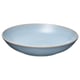Light blue round FÄRGKLAR bowl, stoneware, rustic glazed design.