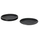Set of black FÄRGKLAR plates, round, simple design, stoneware.