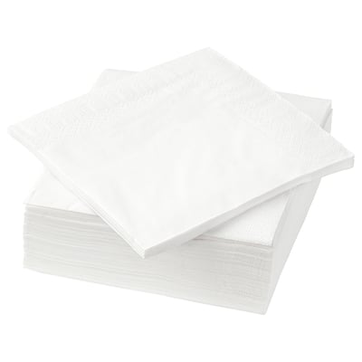 A stack of FANTASTISK white paper napkins. They are neatly folded, square-shaped, and have a textured design.