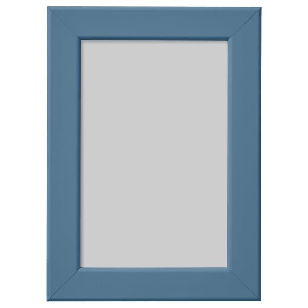 Blue picture frame, simple design, rectangular shape, made of fiberboard, suitable for wall or table display.