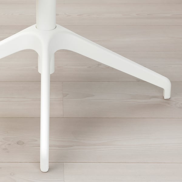 Modern white desk leg, sturdy and adjustable, on light wooden floor.