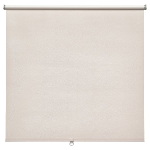 FÖNSTERBLAD beige roller blind, soft beige with subtle circle pattern, blocks light, cordless.