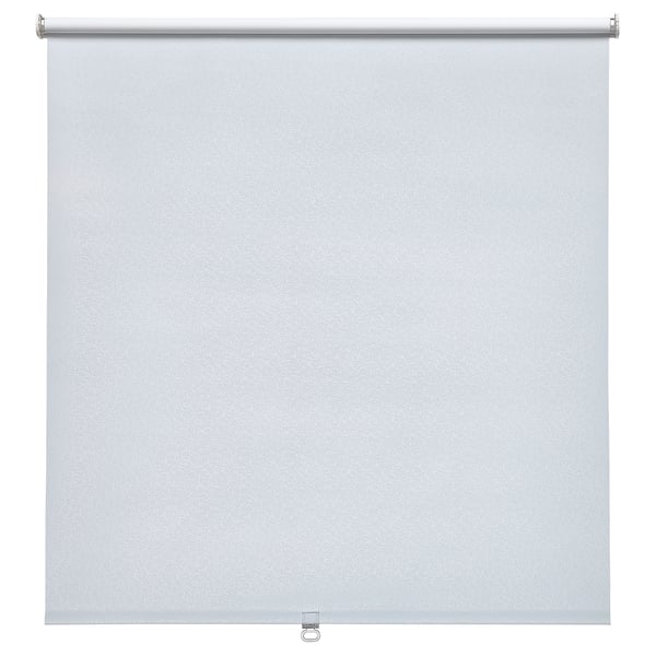 A FÖNSTERBLAD roller blind in white. The blockout blind has a smooth, soft-touch polyester surface. It is cuttable and cordless for child safety.