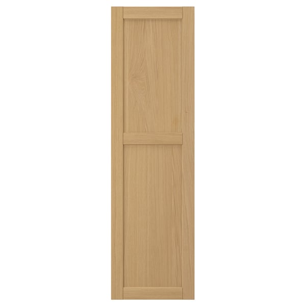 FORSBACKA kitchen cabinet doors in warm oak with a framed design.