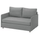 Grey FRIDHULT sofa bed, minimalist design in recycled fabric and wood, ideal for small spaces.