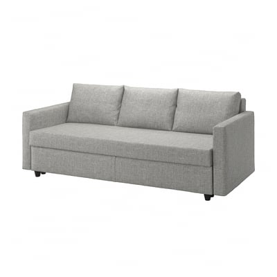 FRIHETEN grey sofa-bed with hidden storage, modern minimalist design.