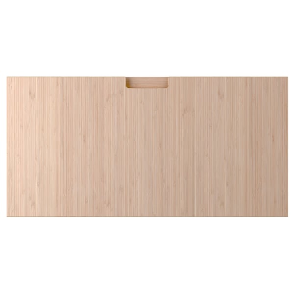 Modern light bamboo drawer with sleek handle.