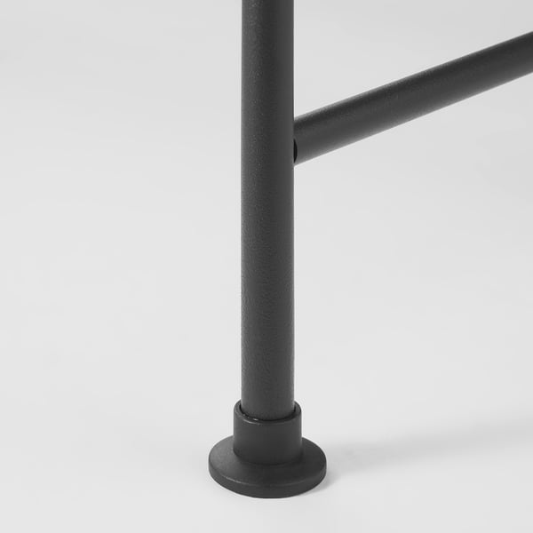 Black metal pole of FRÖSJÖN shelving unit, textured finish, showing durable quality.