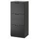 Dark grey GALANT office cabinet with 3 secure drawers, particleboard & ash veneer, combination lock, gentle close, adjustable feet.