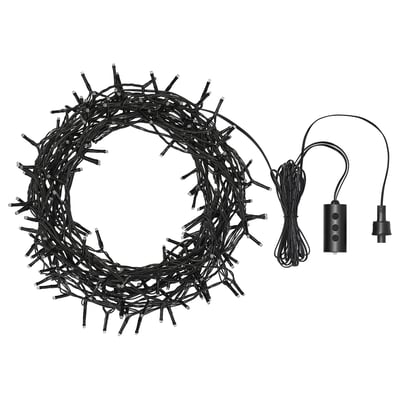 A black GETKÅL light wreath with a remote and power cord.