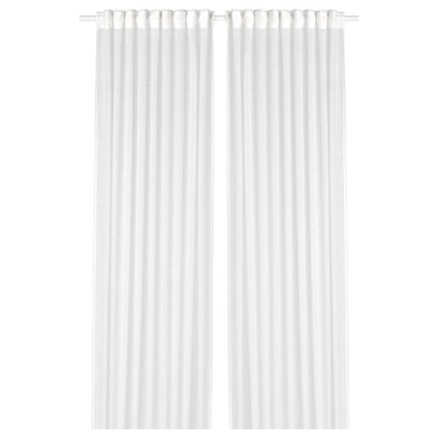 White GJERTRUD sheer curtains, rectangular, made from recycled polyester.