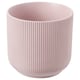 GRADVIS: light pink, ribbed, round ceramic planter.