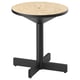 GRIMSARBO black round wood top side table with four metal legs.
