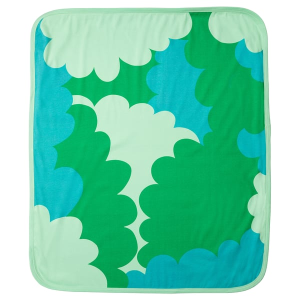 GRÖNFINK baby blanket with colourful tree pattern, soft cotton.