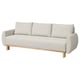 A GRUNNARP sofa-bed in light grey with a modern design, sleek lines, and wooden legs. Ideal for both seating and sleeping.