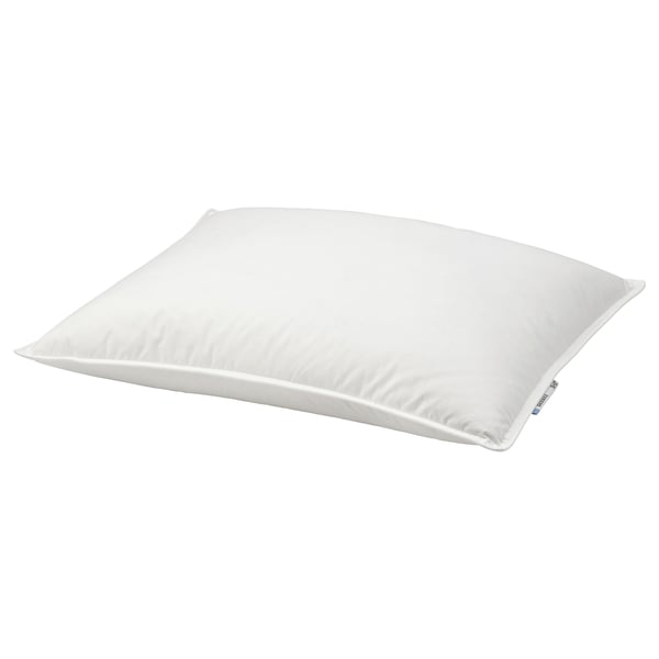 A white GULKAVLE pillow, rectangular, down-filled, low-profile, with a soft cotton cover.