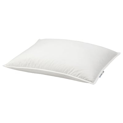 A white GULKAVLE pillow, rectangular, down-filled, low-profile, with a soft cotton cover.