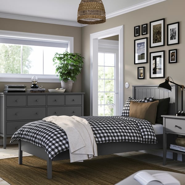 GULLABERG Bedroom furniture, set of 3, grey, 90x200 cm