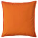 Bright orange GURLI cushion, square-shaped with clean lines, made from recycled cotton, no patterns or designs.