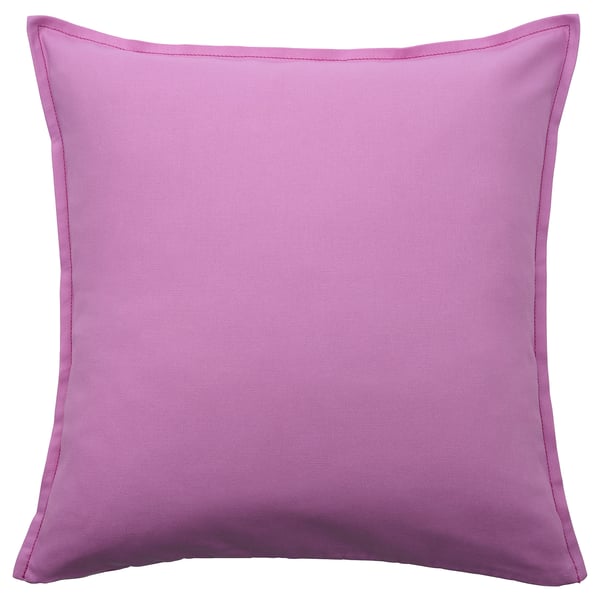 GURLI: bright pink square cushion cover, simple design, 100% cotton.