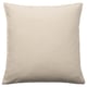 A square GURLI cushion cover in beige, made of recycled cotton. It has a plain design and a zip closure.
