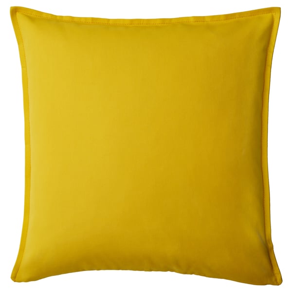 GURLI: yellow square cushion, solid colour, made of 100% cotton.