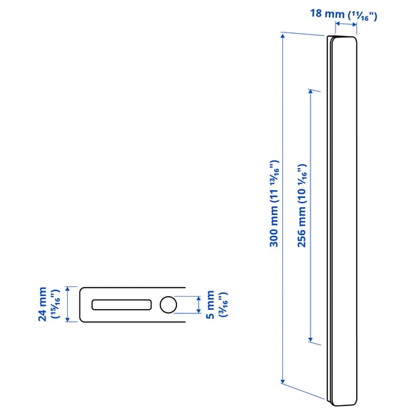Illustration with measurements for the product: HACKÅS.
