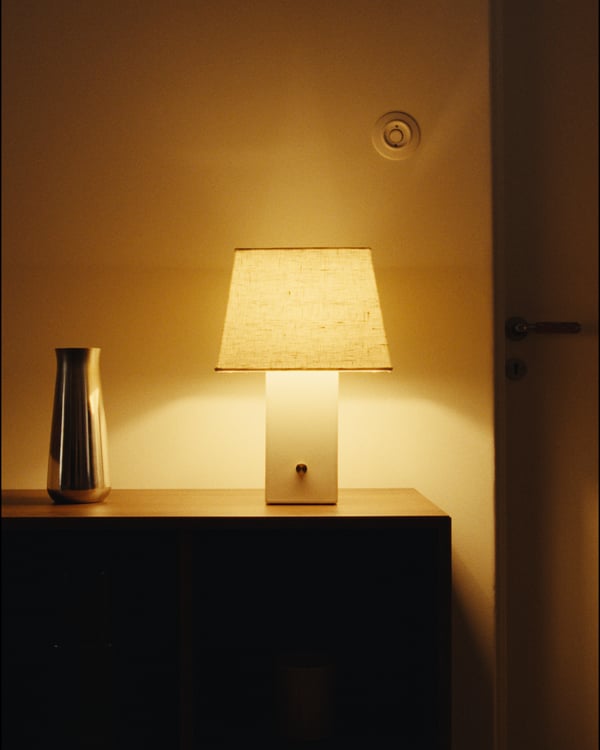 HALGATT Table lamp, dimmable white/white ceramic, 35 cm