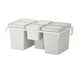 Ikea HÅLLBAR white waste sorting bins, rectangular, with lids and handles.