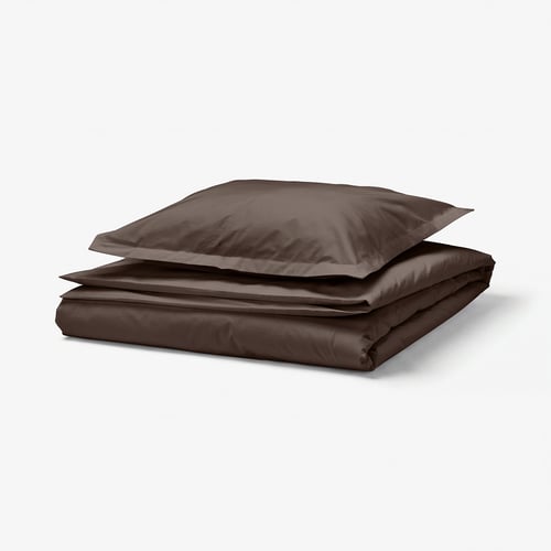HAMPFLOCKEL Duvet cover and pillowcase, brown, 150x200/50x60 cm