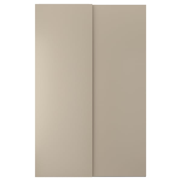 HASVIK beige sliding door with smooth finish, vertical panels.