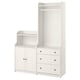 HAUGA white furniture: open wardrobe, cabinet. Sleek storage options.