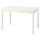 Håuga white dining table with clean lines and four square legs.