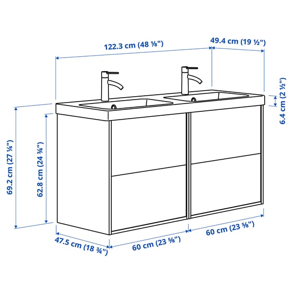 Illustration with measurements for the product: HAVBÄCK.
