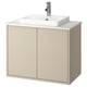 HAVBÄCK beige wall-mounted bathroom cabinet with square basin, chrome tap.