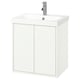 HAVBÄCK white bathroom vanity, wall-mounted with minimalist design, featuring double doors and rectangle basin.