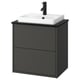 HAVBÄCK grey wall-mounted dark wash-stand with white rectangular sink, sleek modern design.