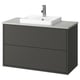 HAVBÄCK dark grey bathroom vanity, rectangular sink, sleek design.