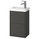 HAVBÄCK grey bathroom vanity, wall-mounted, 2 drawers, white sink, modern design.