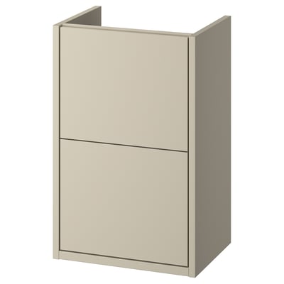 HAVBÄCK beige wall-mounted bathroom cabinet with drawers.