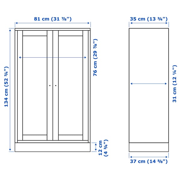 Illustration with measurements for the product: HAVSTA.