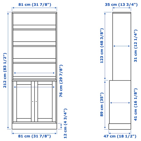 Illustration with measurements for the product: HAVSTA.