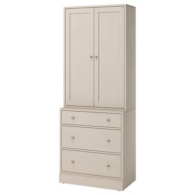 HAVSTA off-white cabinet with 3 drawers, combining wardrobe and chest in scandinavian style.