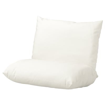 The HAVSTEN white outdoor pillow a plush, square shape with inviting, rounded edges, offering a comfortable and stylish seating option.
