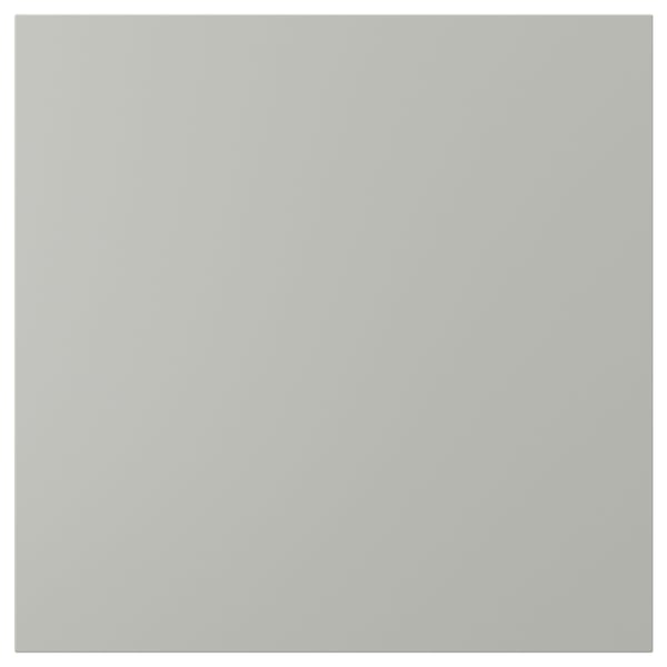 HAVSTORP square grey kitchen door, smooth, flat surface, light grey colour, made of acrylic painted fiberboard.