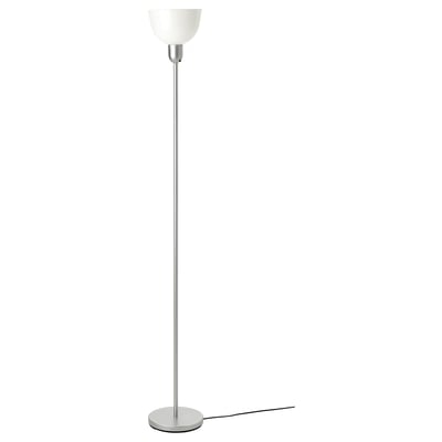 HEKTOGRAM floor lamp - white & silver, simple design with glossy shade and switch